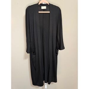 Aritzia Wilfred Free Black Open Front Long Duster Cardigan L Parisian Clean Girl
